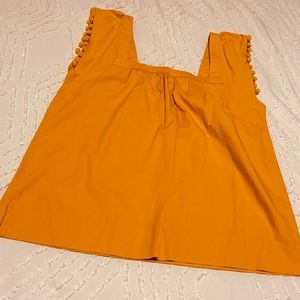 Puff Ball Shoulder Yellow Tank